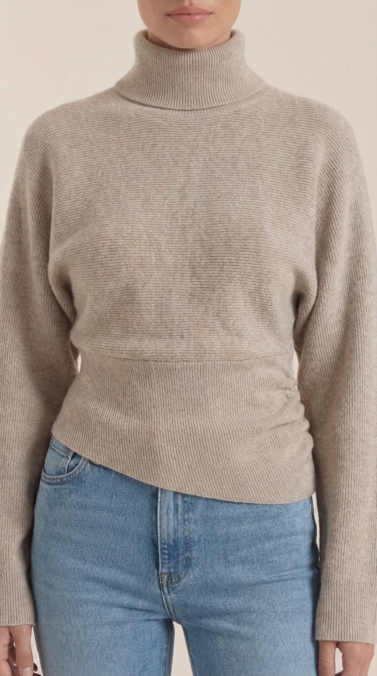 Leticia Ribbed High-Neck Sweater