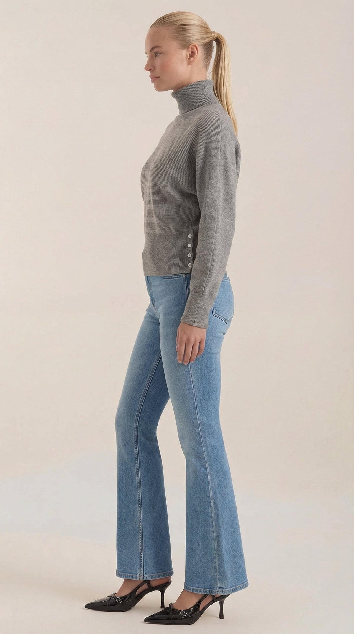 Leticia Ribbed High-Neck Sweater