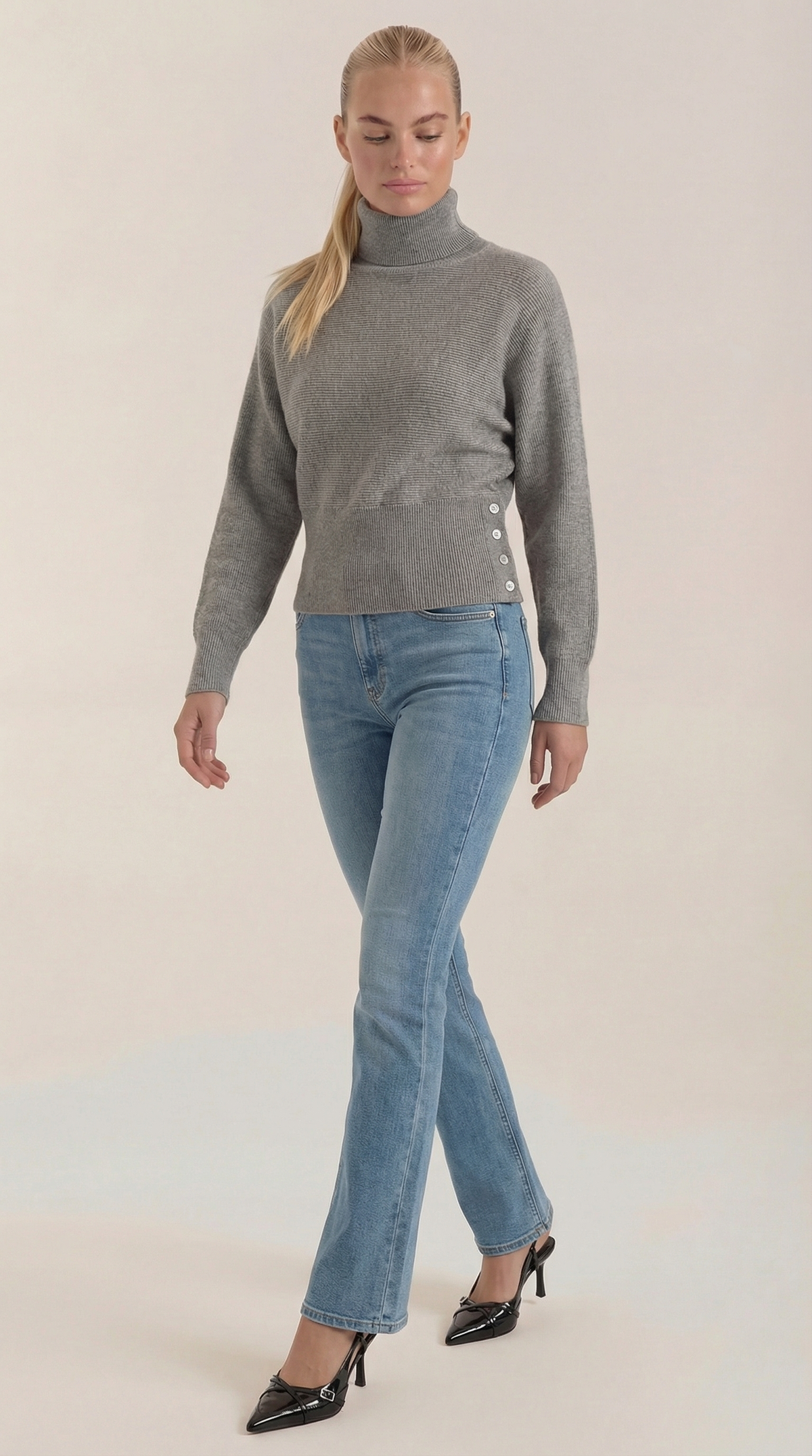 Leticia Ribbed High-Neck Sweater