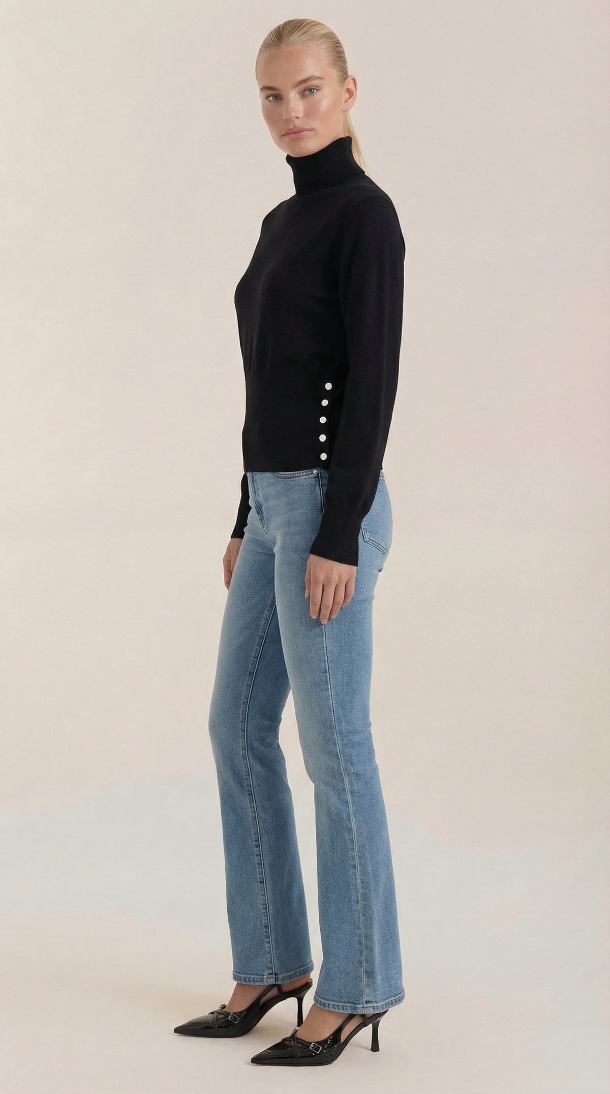 Leticia Ribbed High-Neck Sweater