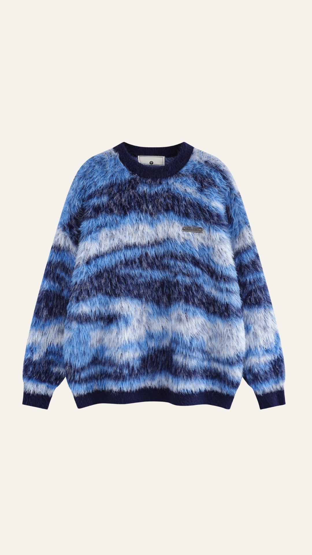 Long knit sweater with printed design
