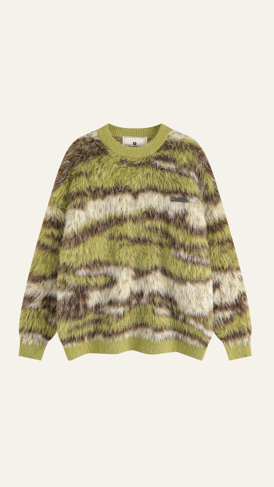 Long knit sweater with printed design