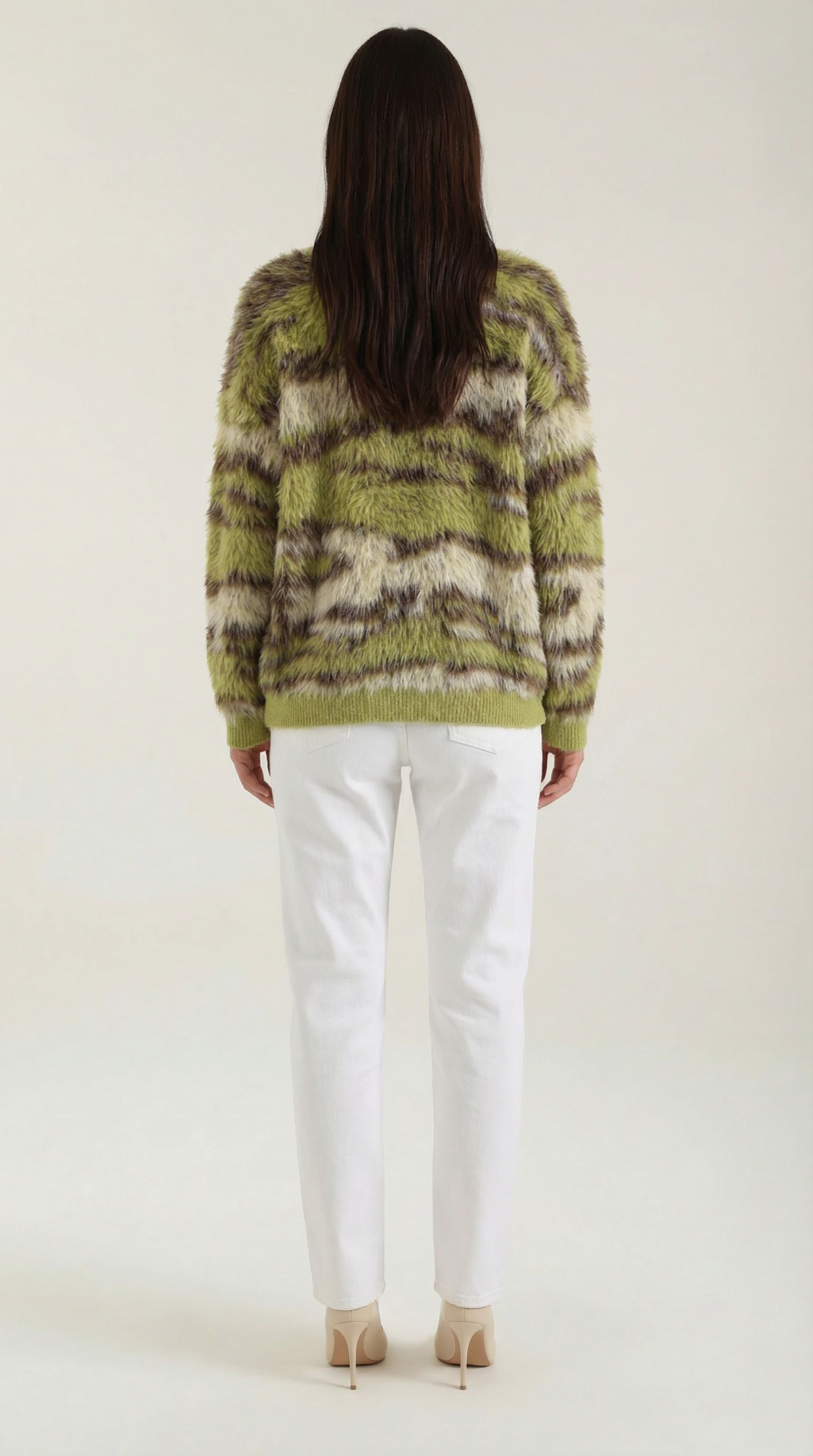 Long knit sweater with printed design