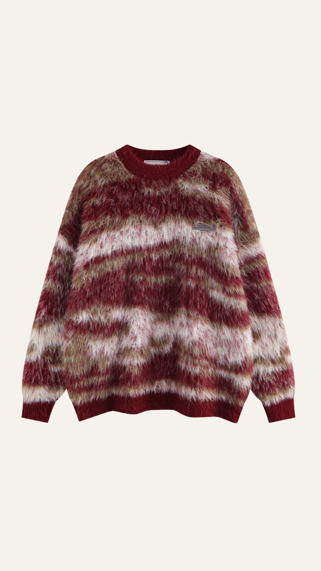 Long knit sweater with printed design