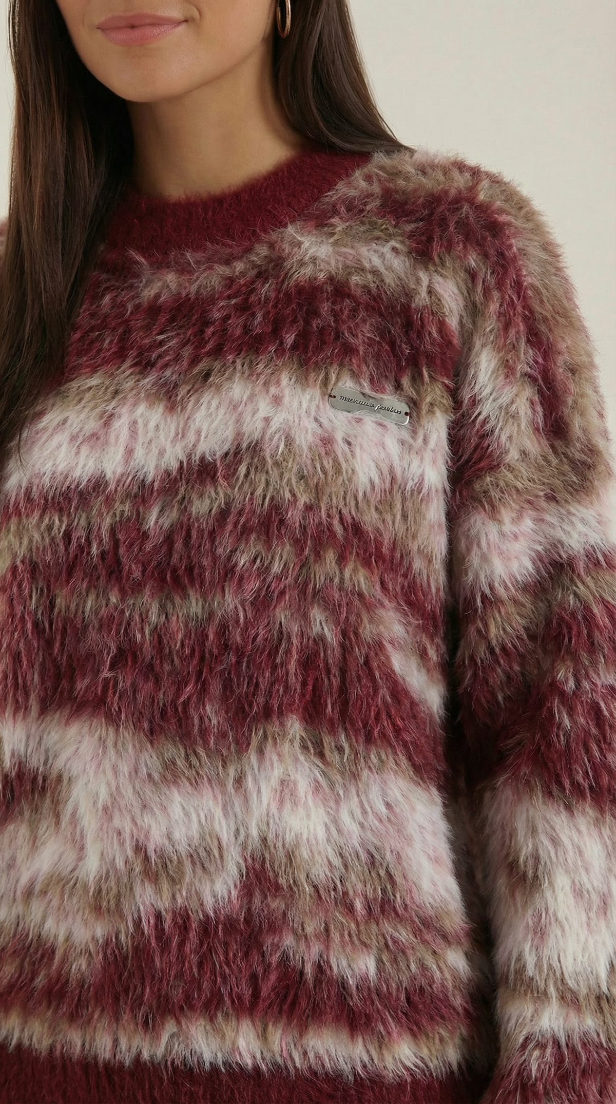 Long knit sweater with printed design