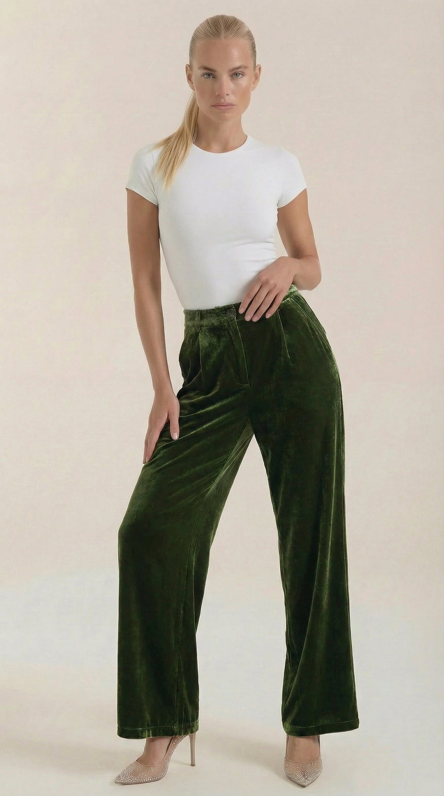 Nadine Velvet Wide-Leg Trousers