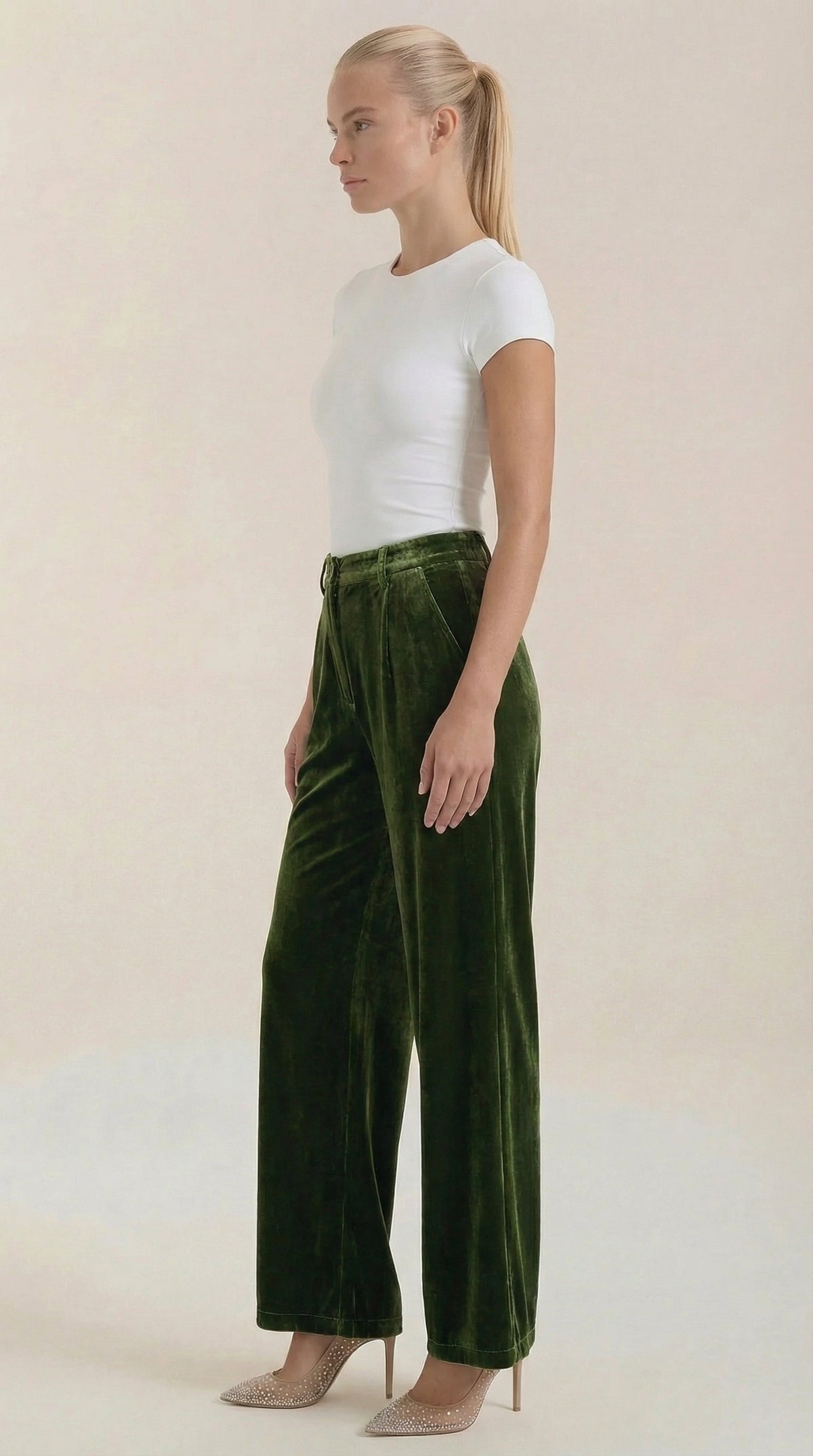 Nadine Velvet Wide-Leg Trousers