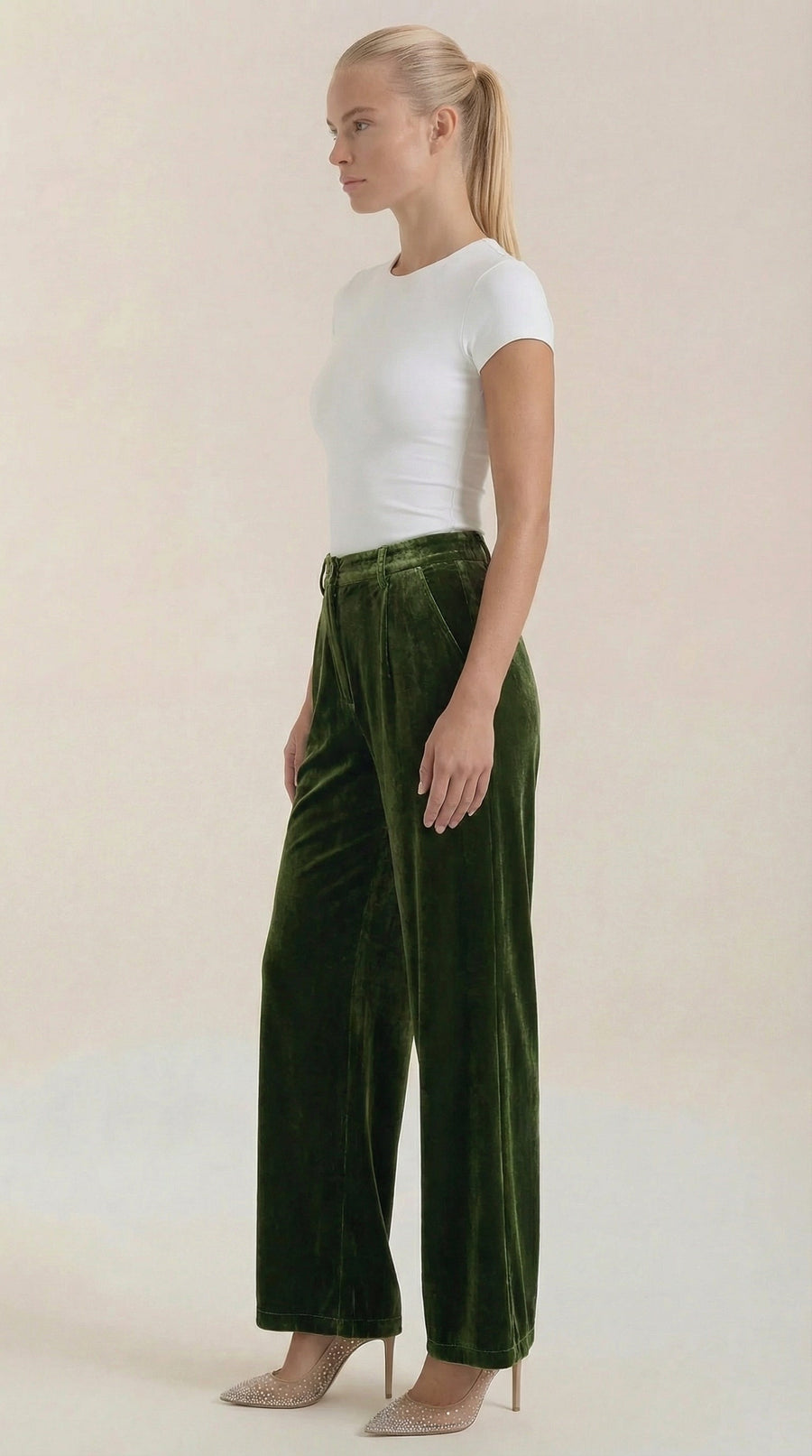 Nadine Velvet Wide-Leg Trousers