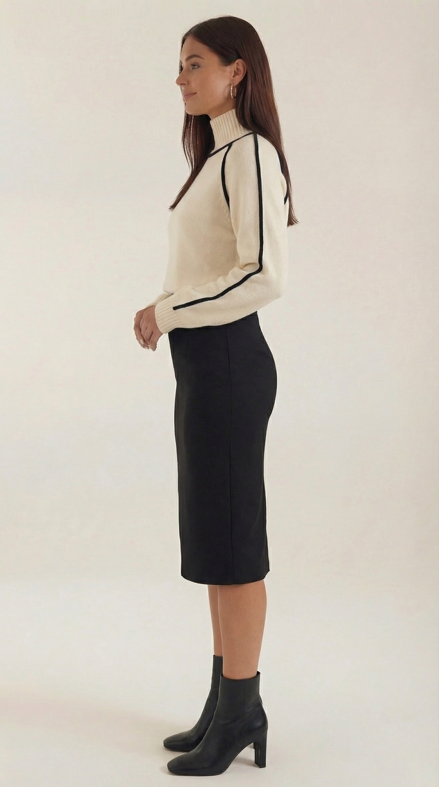 Roll-neck jumper with contrast detailing