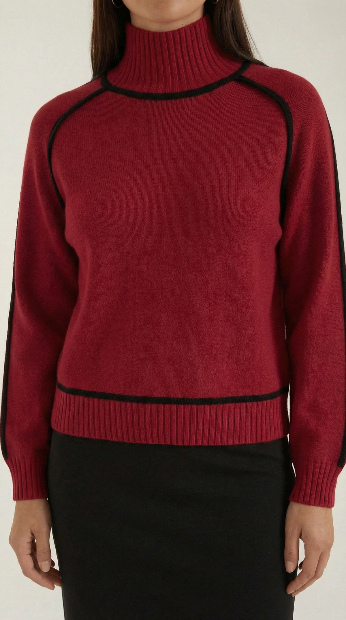 Roll-neck jumper with contrast detailing