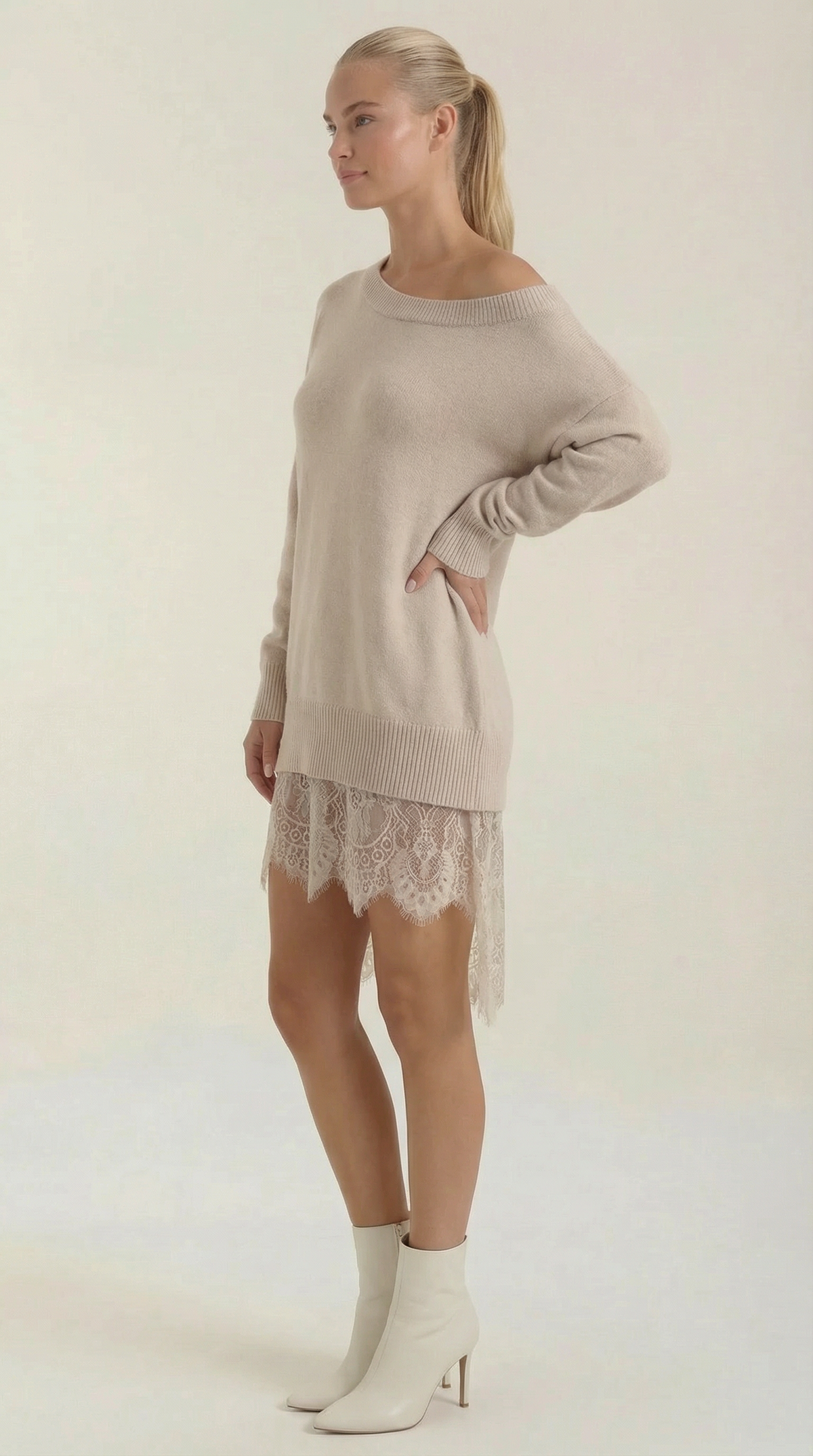 Rosemary knit dress with lace details