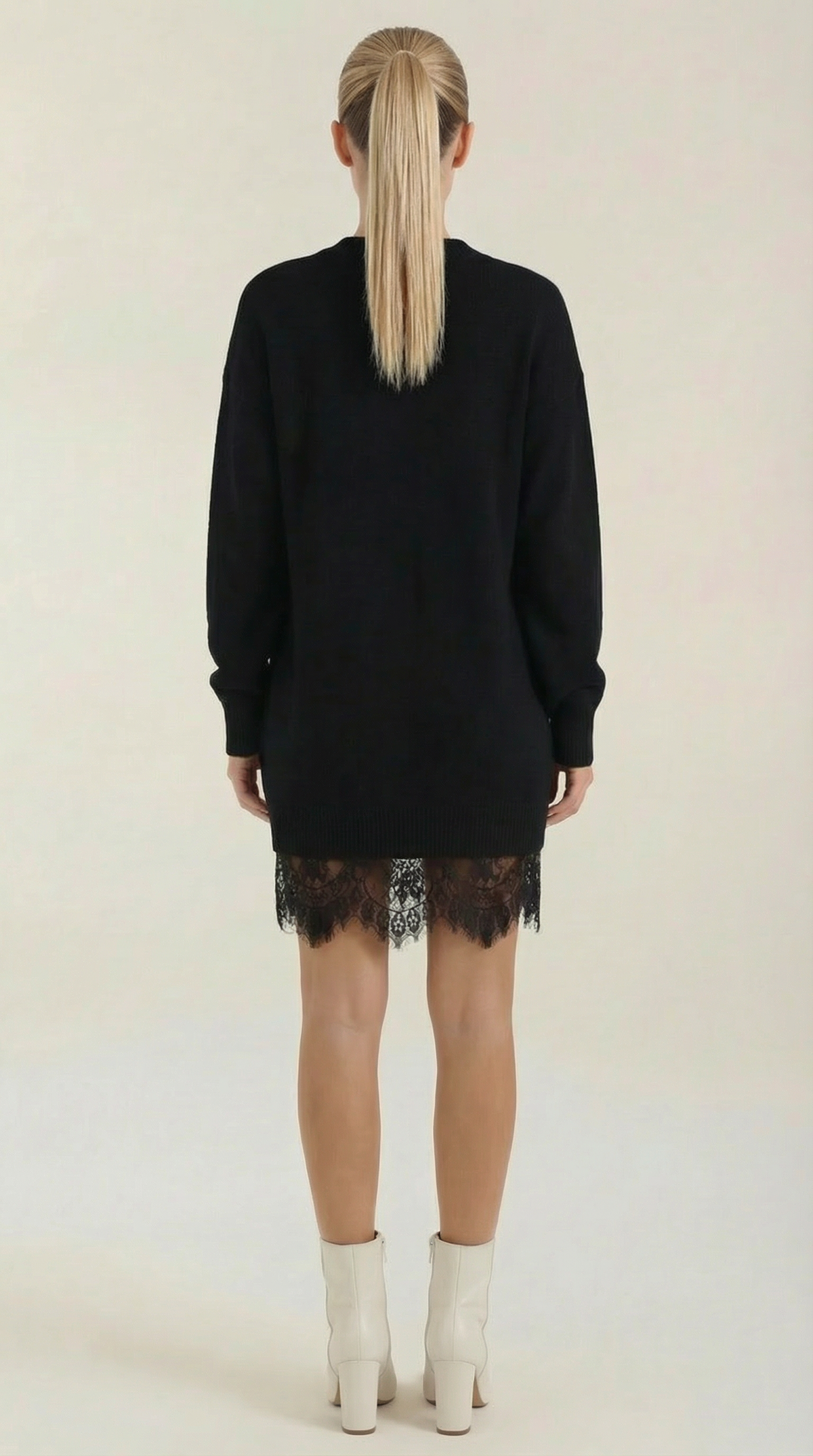 Rosemary knit dress with lace details