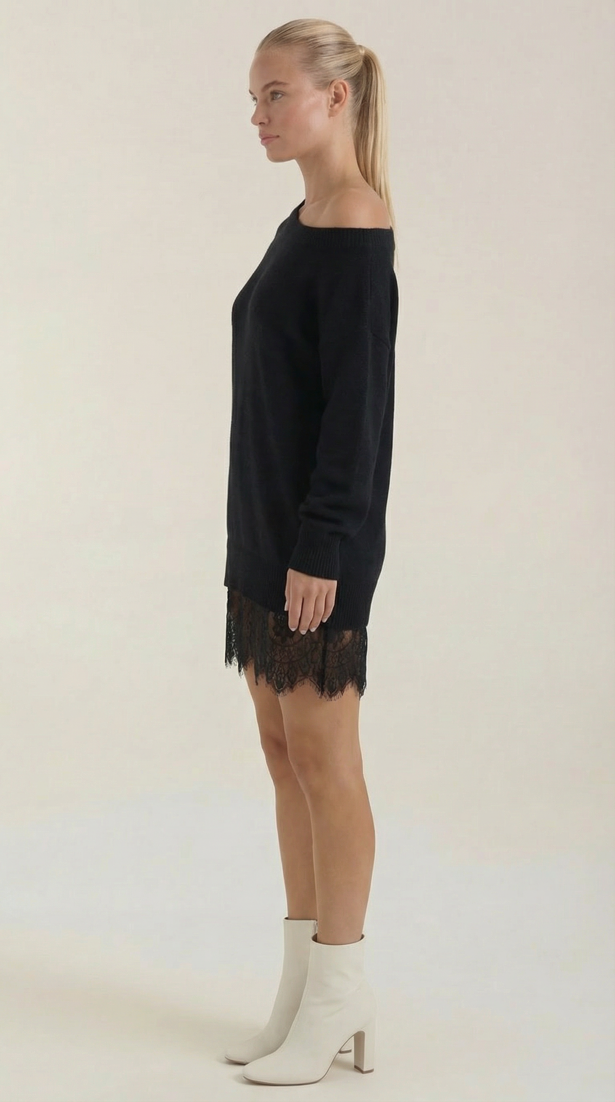 Rosemary knit dress with lace details