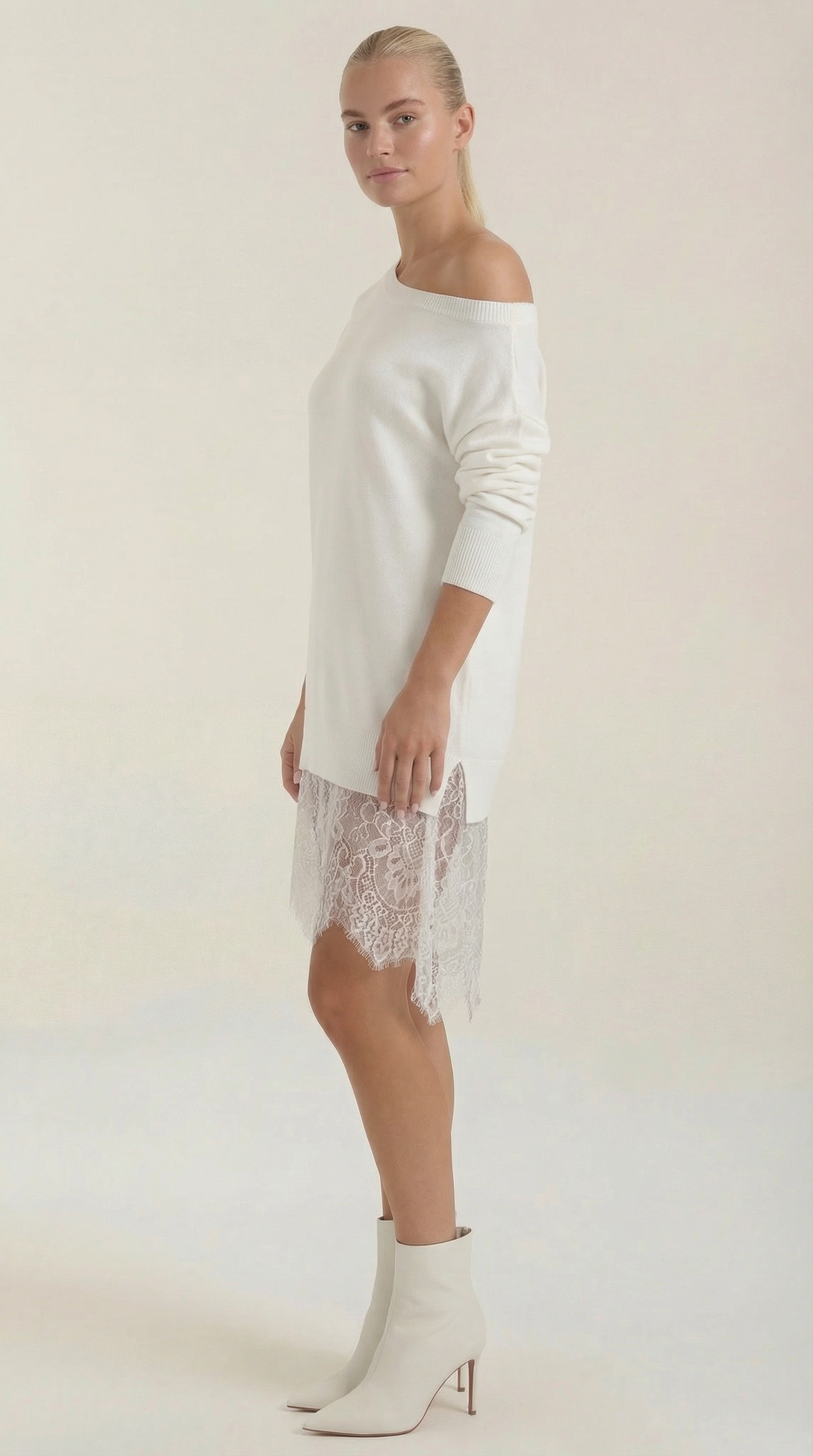Rosemary knit dress with lace details