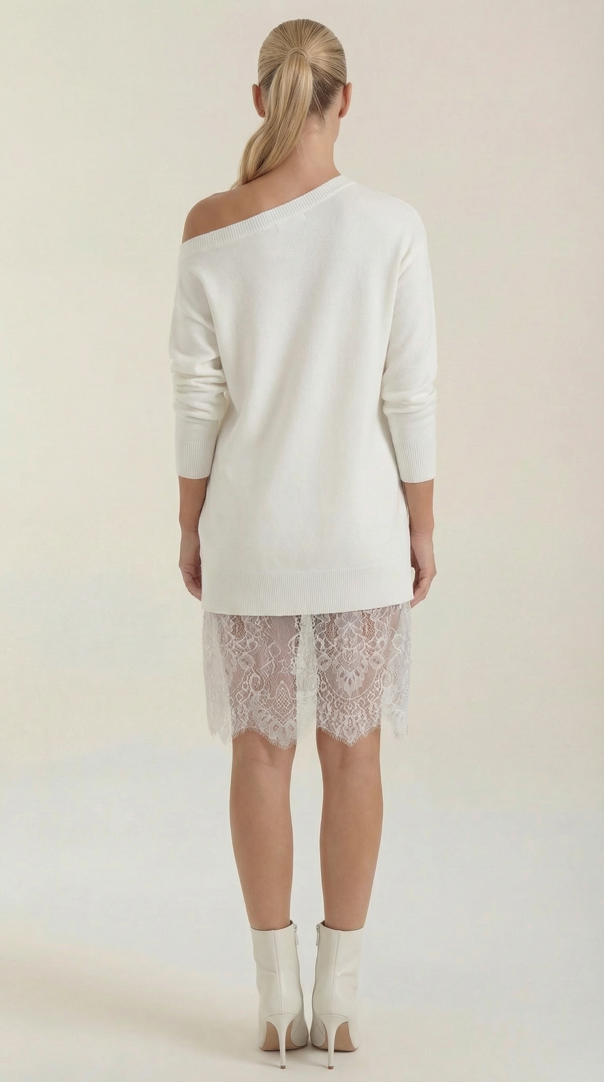 Rosemary knit dress with lace details