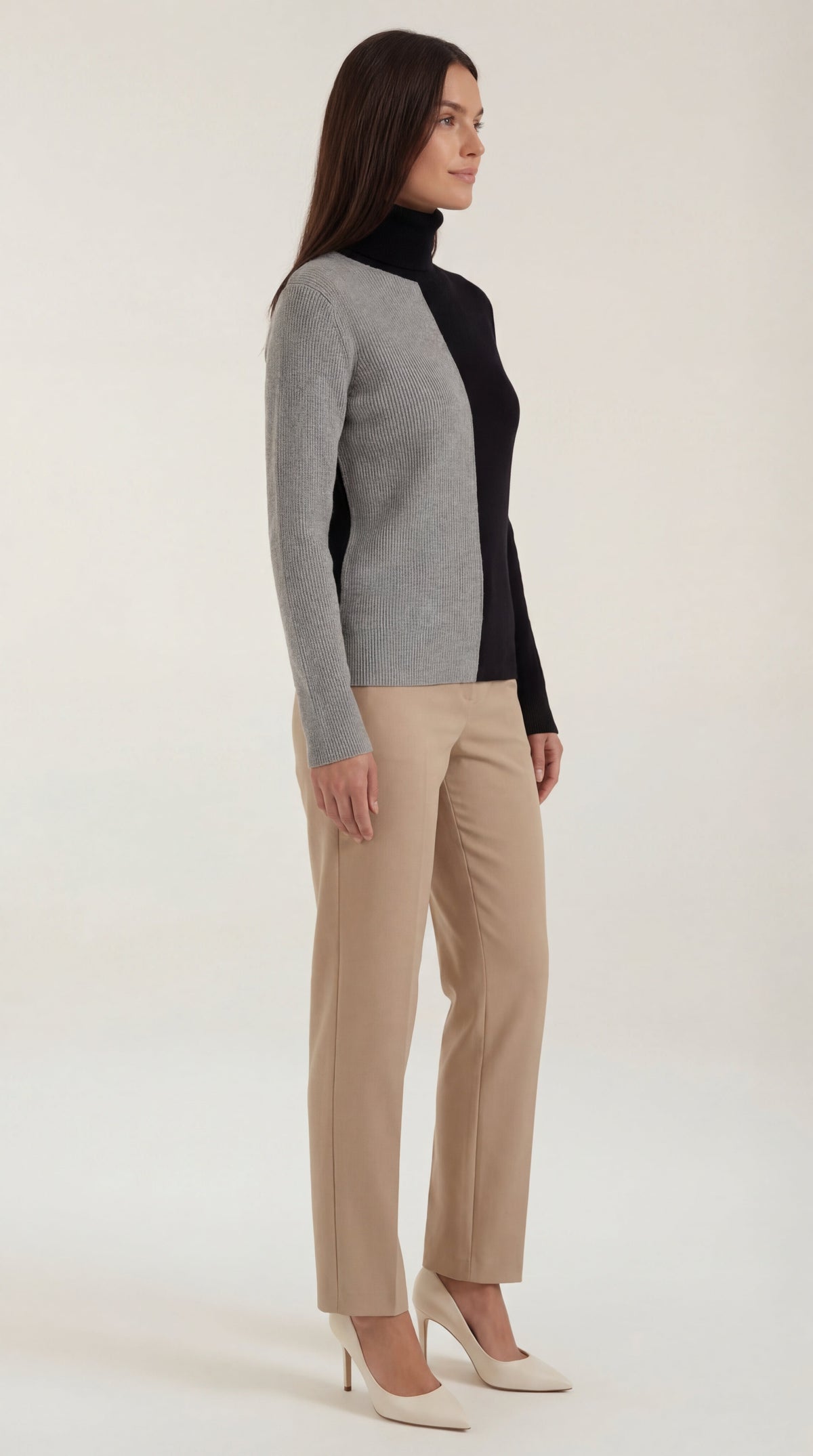 Color Block Turtleneck Sweater