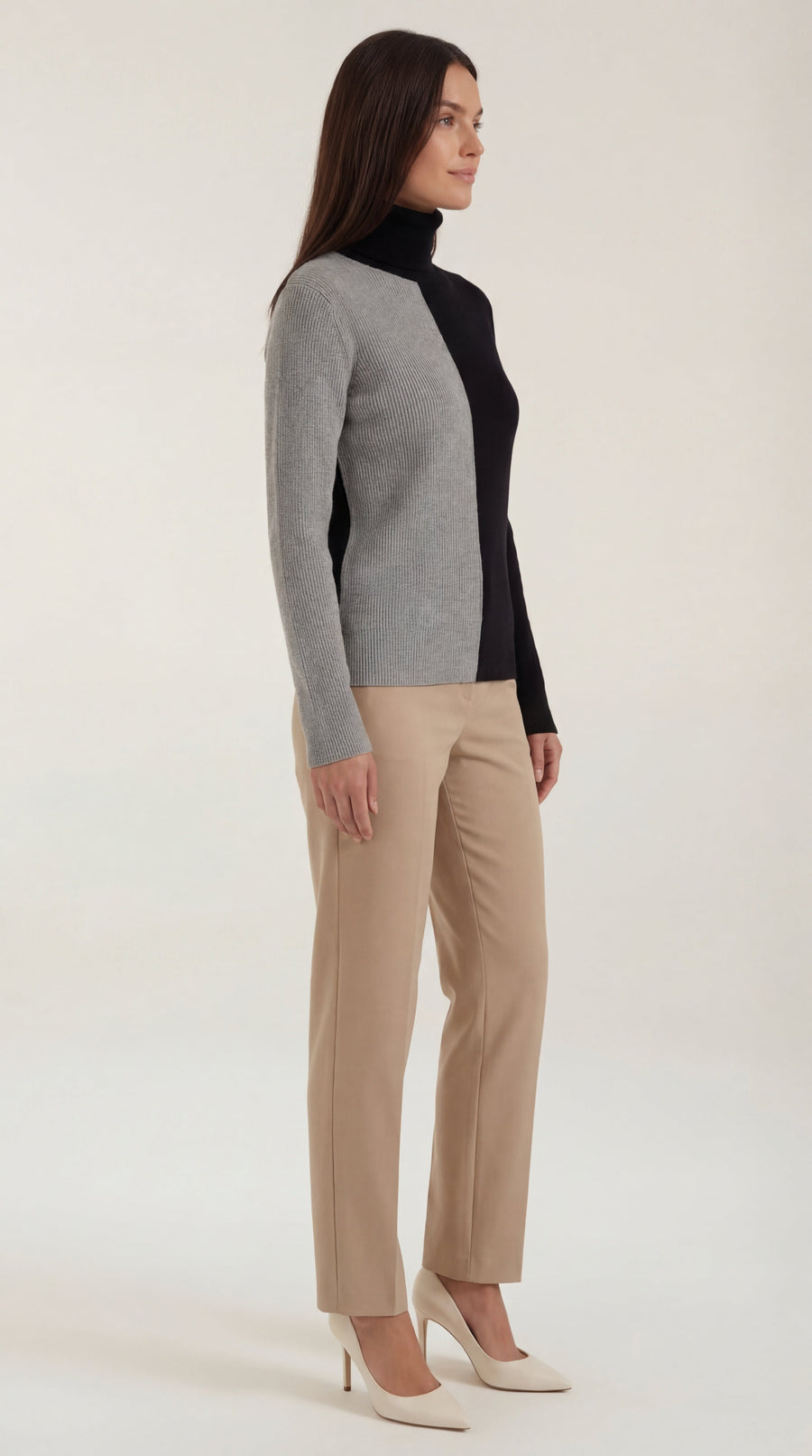 Color Block Turtleneck Sweater