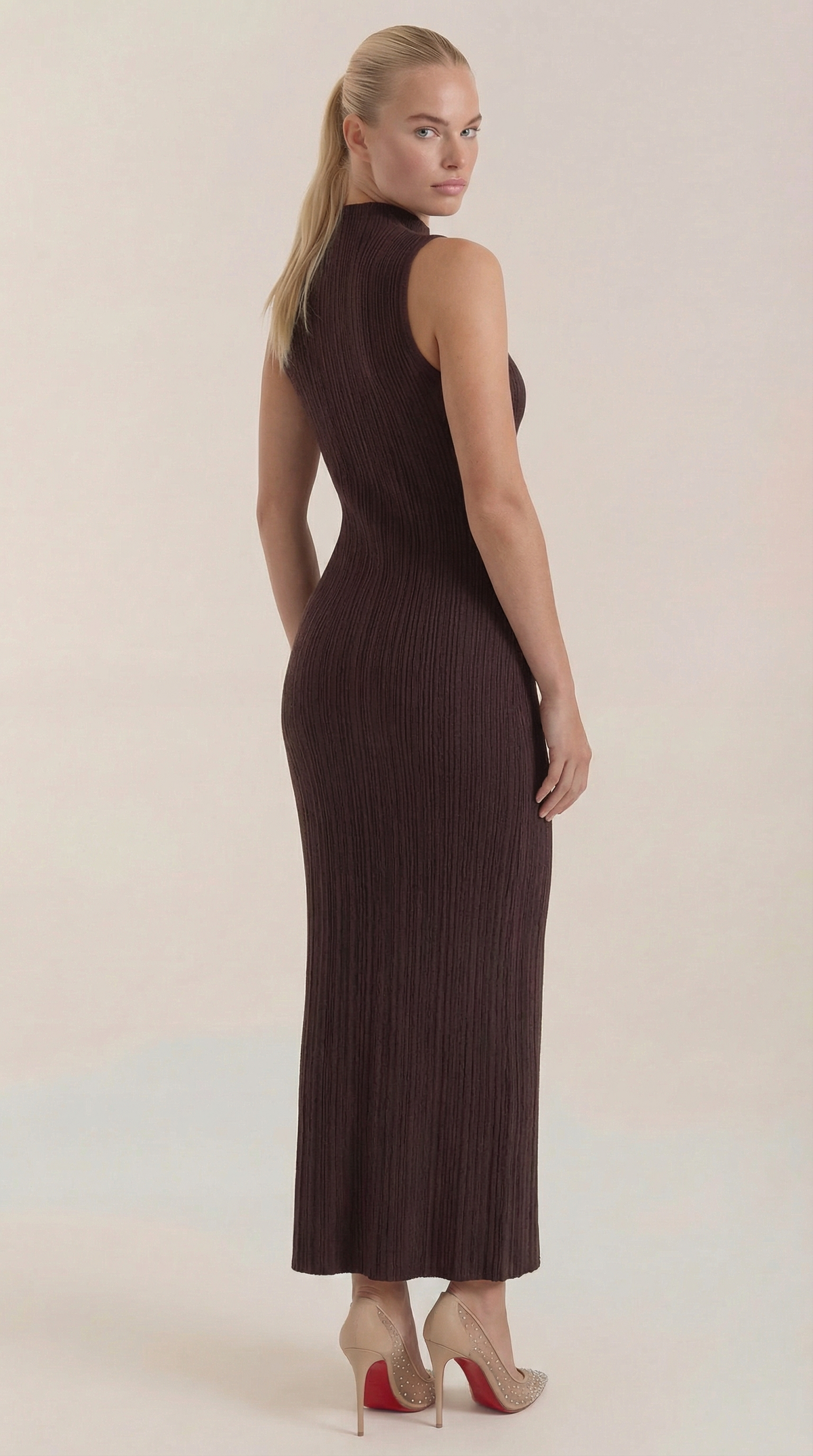 Sonia fitted high-neck midi dress