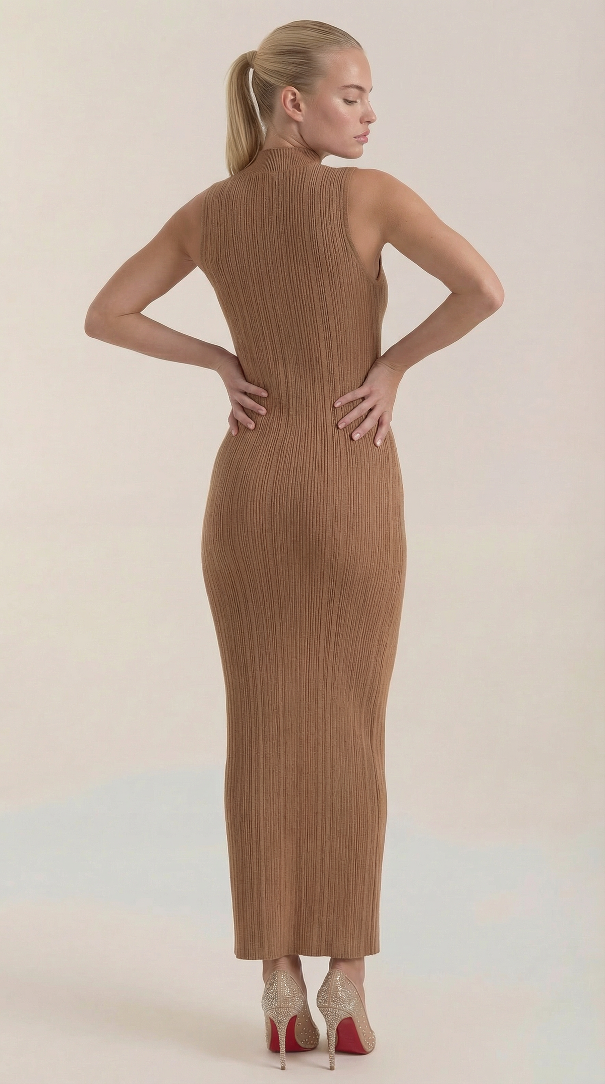 Sonia fitted high-neck midi dress