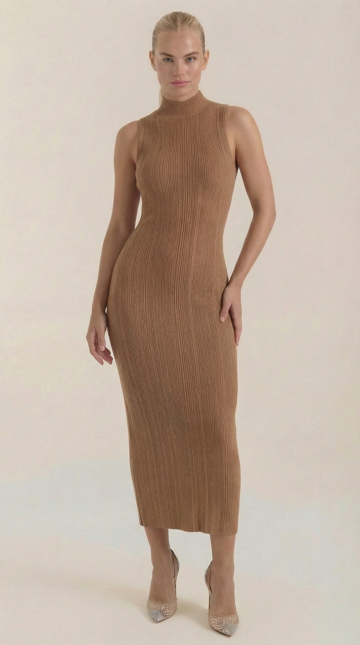 Sonia fitted high-neck midi dress