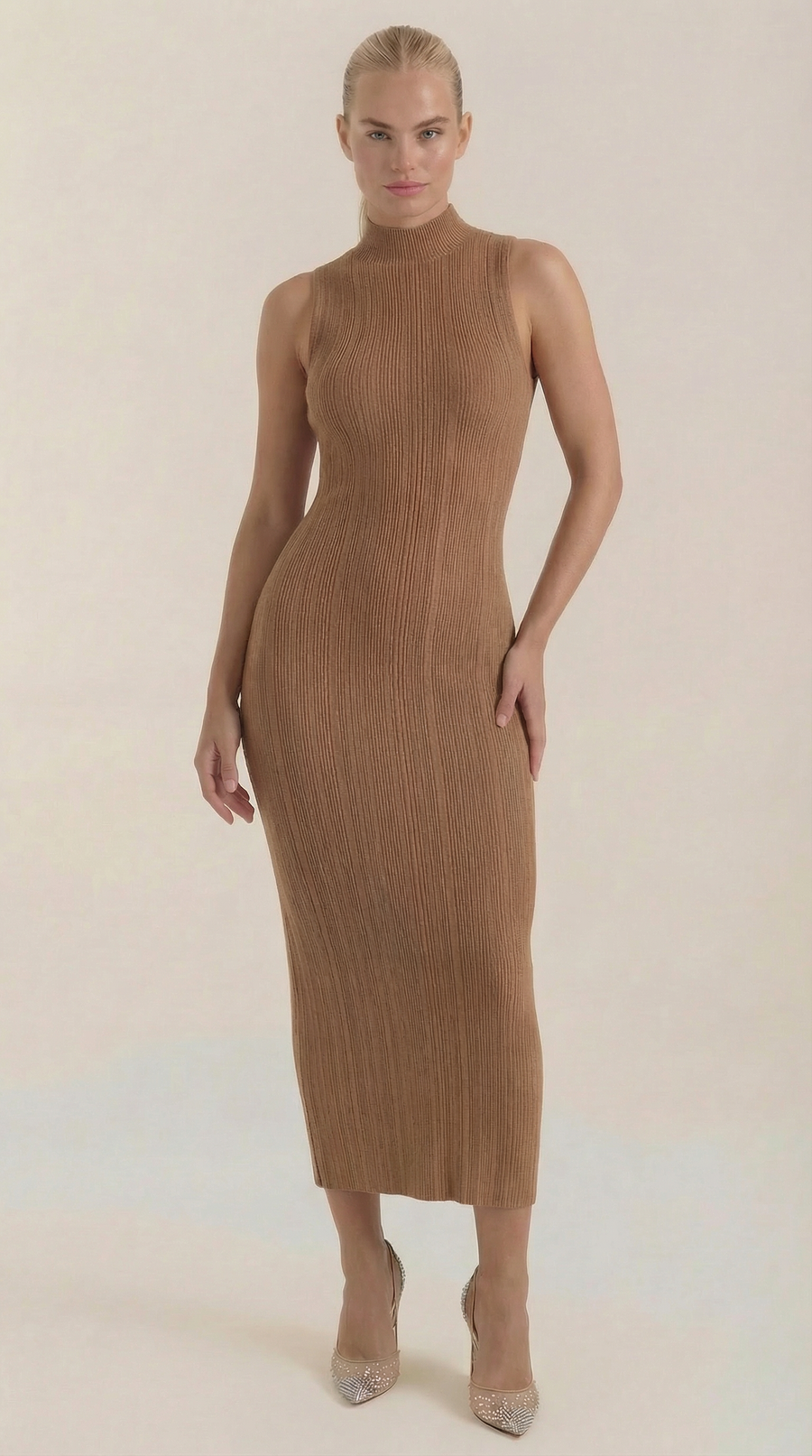 Sonia fitted high-neck midi dress