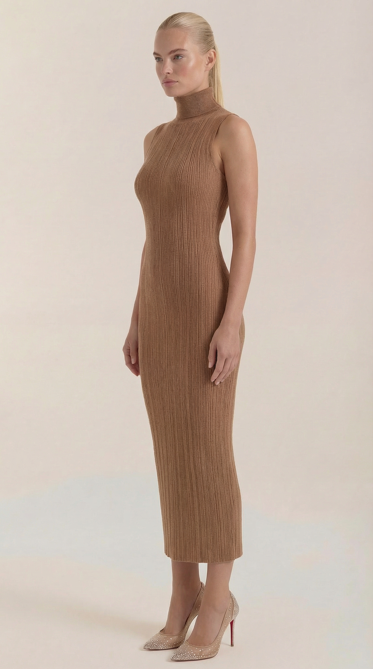 Sonia fitted high-neck midi dress