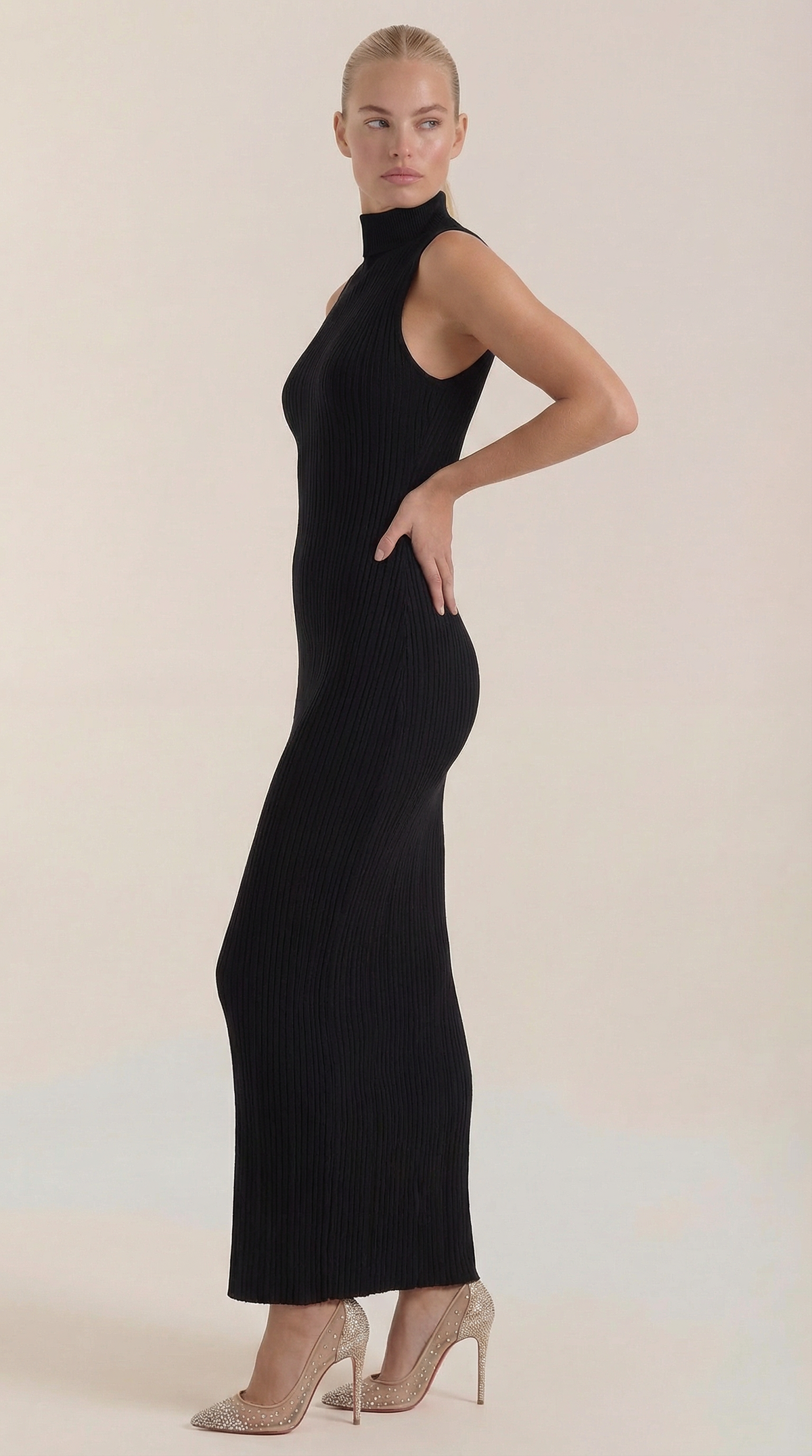 Sonia fitted high-neck midi dress