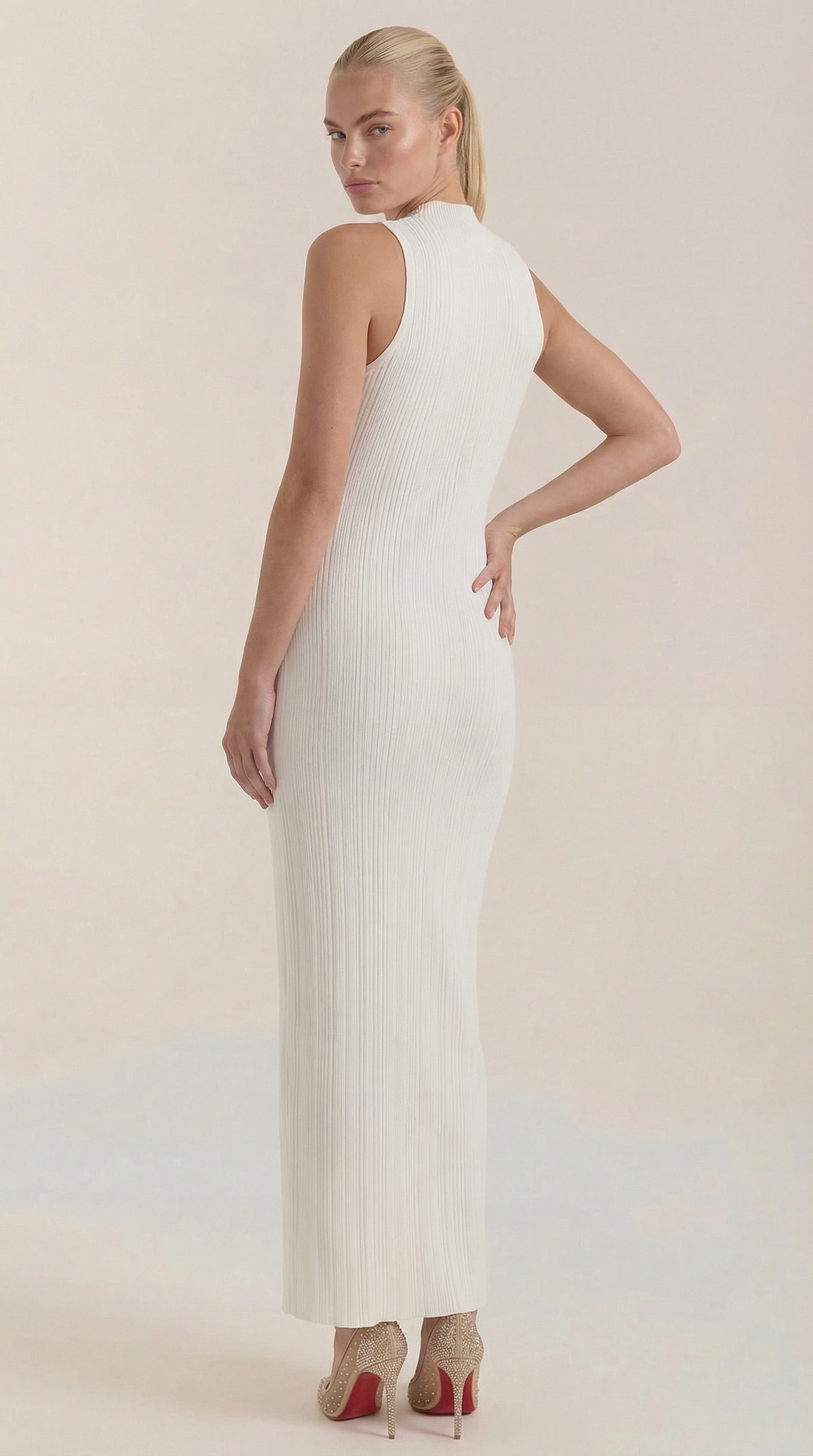 Sonia fitted high-neck midi dress
